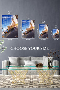 EMESA metal wall art size comparison guide for Electric Race Car at Clock Tower