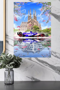 Spring Cathedral Racing Reflection metal wall art displayed in a modern interior