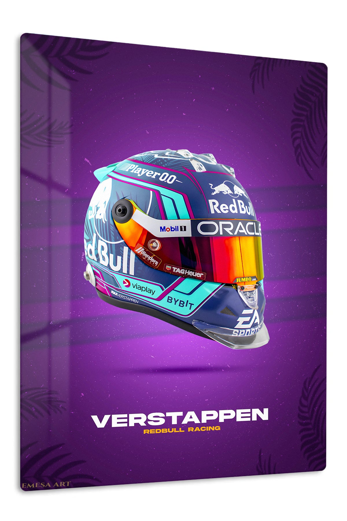 Verstappen Racing Helmet Poster premium metal wall art – front view