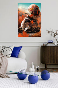 Autumn Formula Racing Driver metal wall art displayed in a contemporary living space