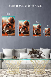 EMESA metal wall art size comparison guide for Autumn Formula Racing Driver