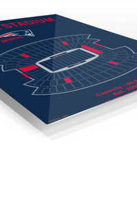 Gillette Stadium Patriots Seating Chart premium metal wall art – angled view