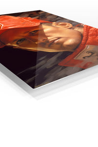 Red Motorsport Portrait premium metal wall art – angled view