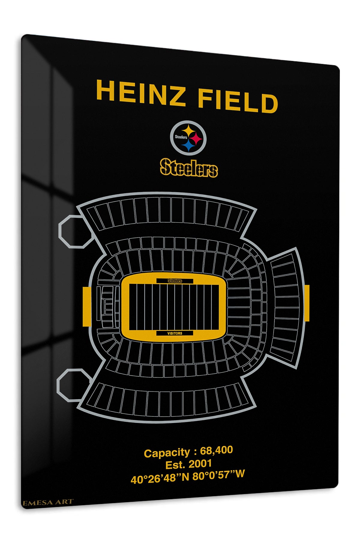 Heinz Field Stadium Blueprint premium metal wall art – front view