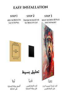 Magnetic mounting installation guide for Red Racing Driver Portrait metal wall art
