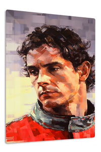 Geometric Athlete Portrait in Red premium metal wall art – front view