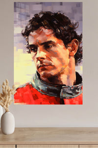 Geometric Athlete Portrait in Red metal wall art displayed in a modern interior