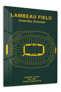 Lambeau Field Stadium Blueprint premium metal wall art – front view