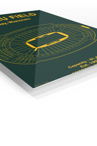 Lambeau Field Stadium Blueprint premium metal wall art – angled view