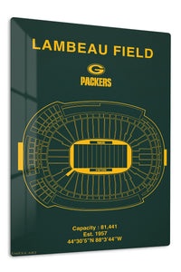 Lambeau Field Stadium Blueprint premium metal wall art – front view