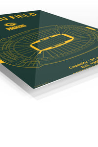 Lambeau Field Stadium Blueprint premium metal wall art – angled view