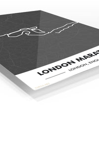London Marathon Route Map premium metal wall art – angled view