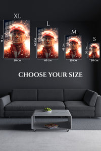 EMESA metal wall art size comparison guide for Red Cap Racer in Sparks
