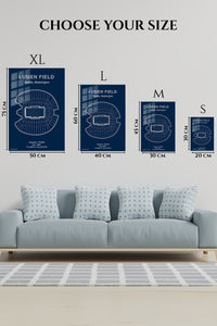 EMESA metal wall art size comparison guide for Lumen Field Seating Map