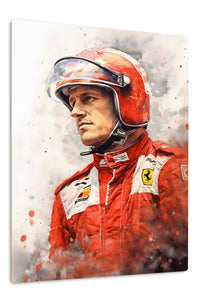 Red Helmet Racing Driver Portrait premium metal wall art – front view