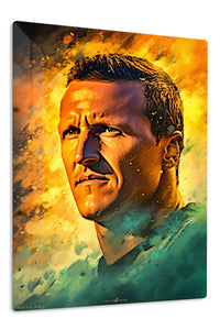 Fiery Braided Athlete Portrait premium metal wall art – front view