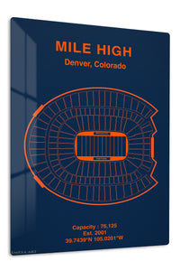 Mile High Denver Stadium Seating Chart premium metal wall art – front view