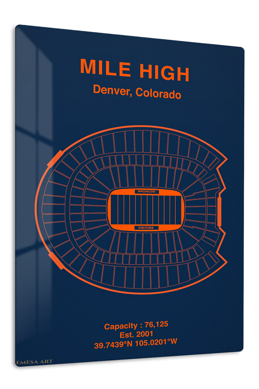 Mile High Denver Stadium Seating Chart premium metal wall art – front view