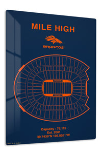 Mile High Broncos Stadium Diagram premium metal wall art – front view