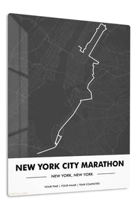 New York City Marathon Route Map premium metal wall art – front view