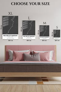 EMESA metal wall art size comparison guide for New York City Marathon Route Map