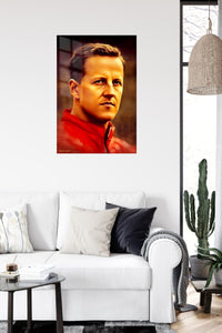 Golden Athlete Portrait metal wall art displayed in a contemporary living space
