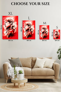 EMESA metal wall art size comparison guide for Red Racing Driver Portrait