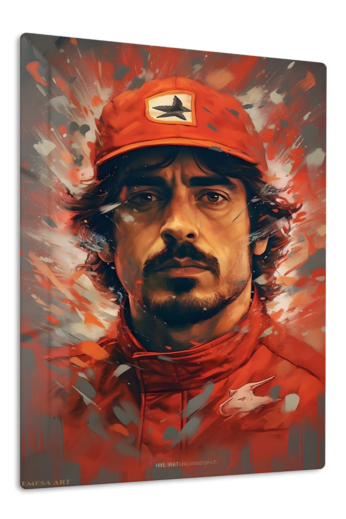 Red Cap Aviator Portrait premium metal wall art – front view