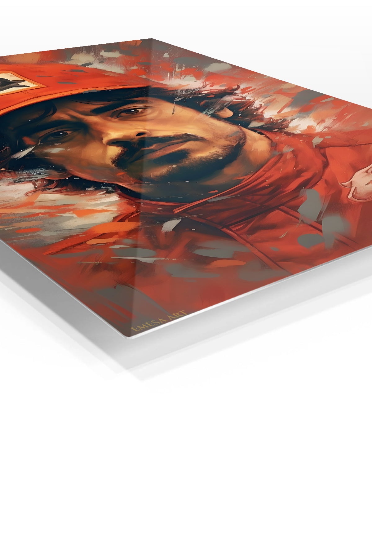 Red Cap Aviator Portrait premium metal wall art – angled view