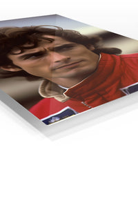 Vintage Racing Driver Portrait premium metal wall art – angled view