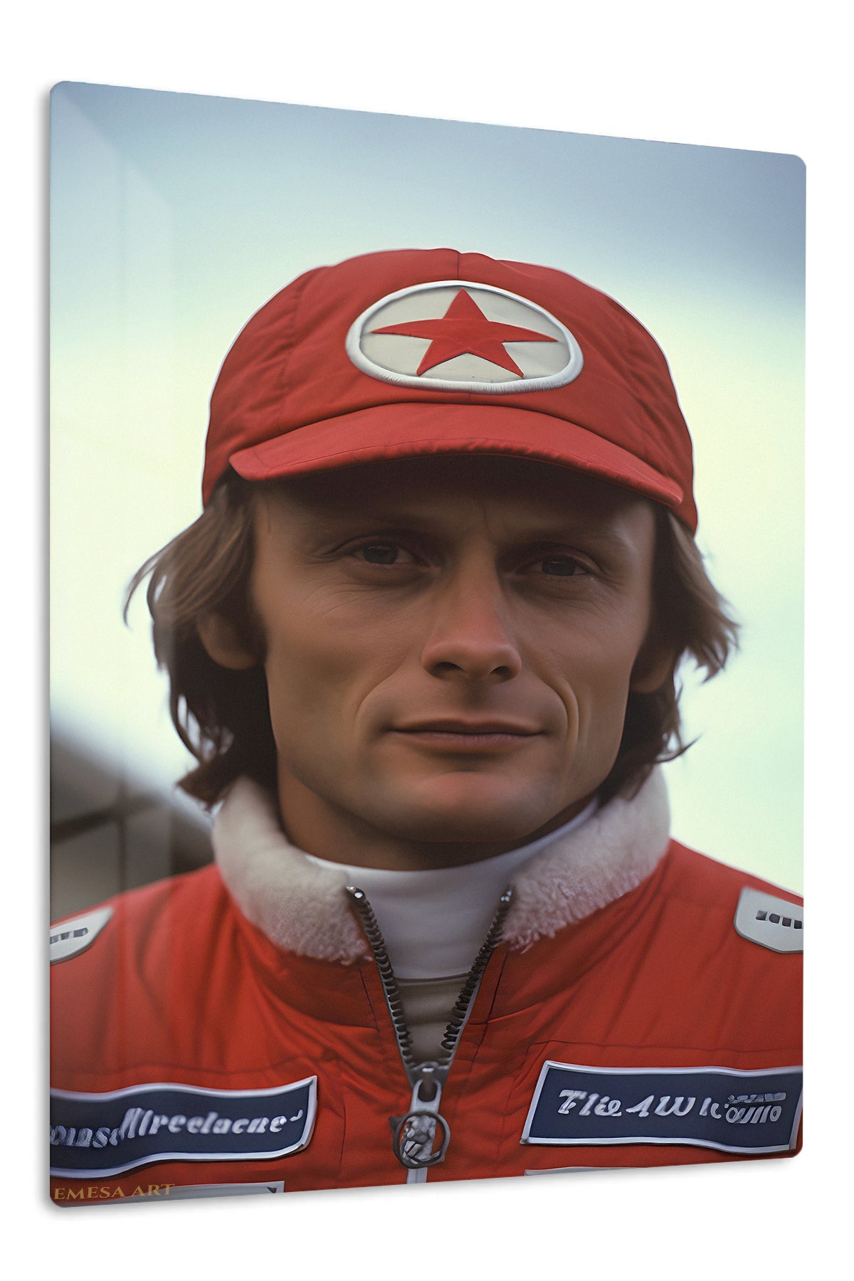 Red Star Racing Driver Portrait premium metal wall art – front view