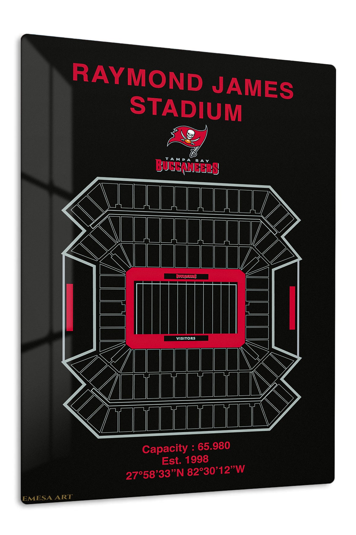 Raymond James Stadium Seating Diagram premium metal wall art – front view