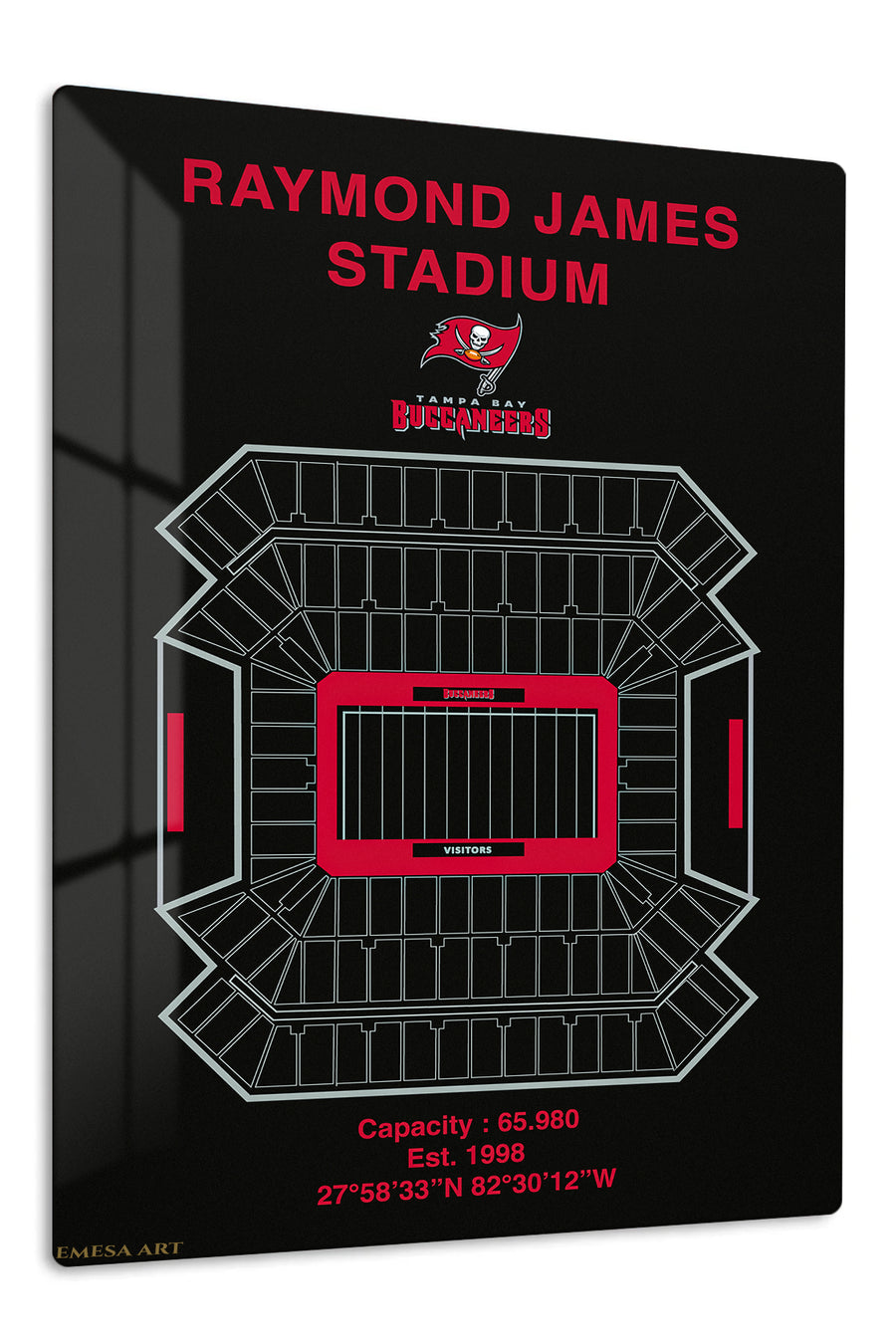 Raymond James Stadium Seating Diagram premium metal wall art – front view