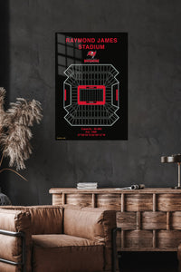 Raymond James Stadium Seating Diagram metal wall art displayed in a modern interior