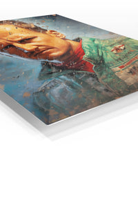 Focused Athlete in the Rain premium metal wall art – angled view