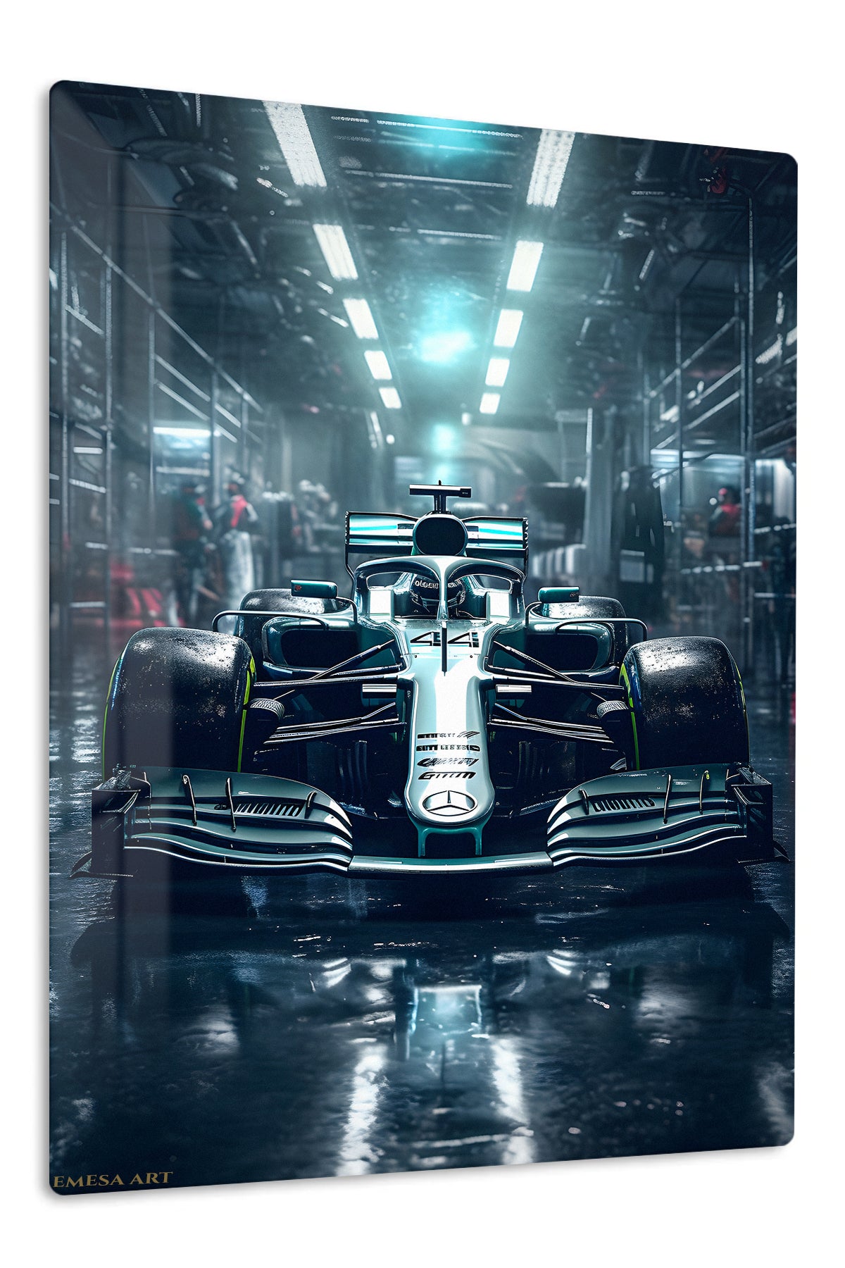 Midnight Formula Race Car premium metal wall art – front view
