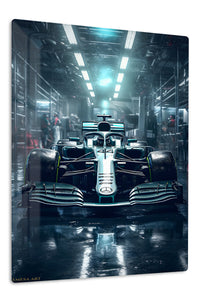 Midnight Formula Race Car premium metal wall art – front view