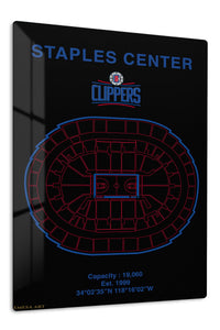 Staples Center Clippers Arena Blueprint premium metal wall art – front view