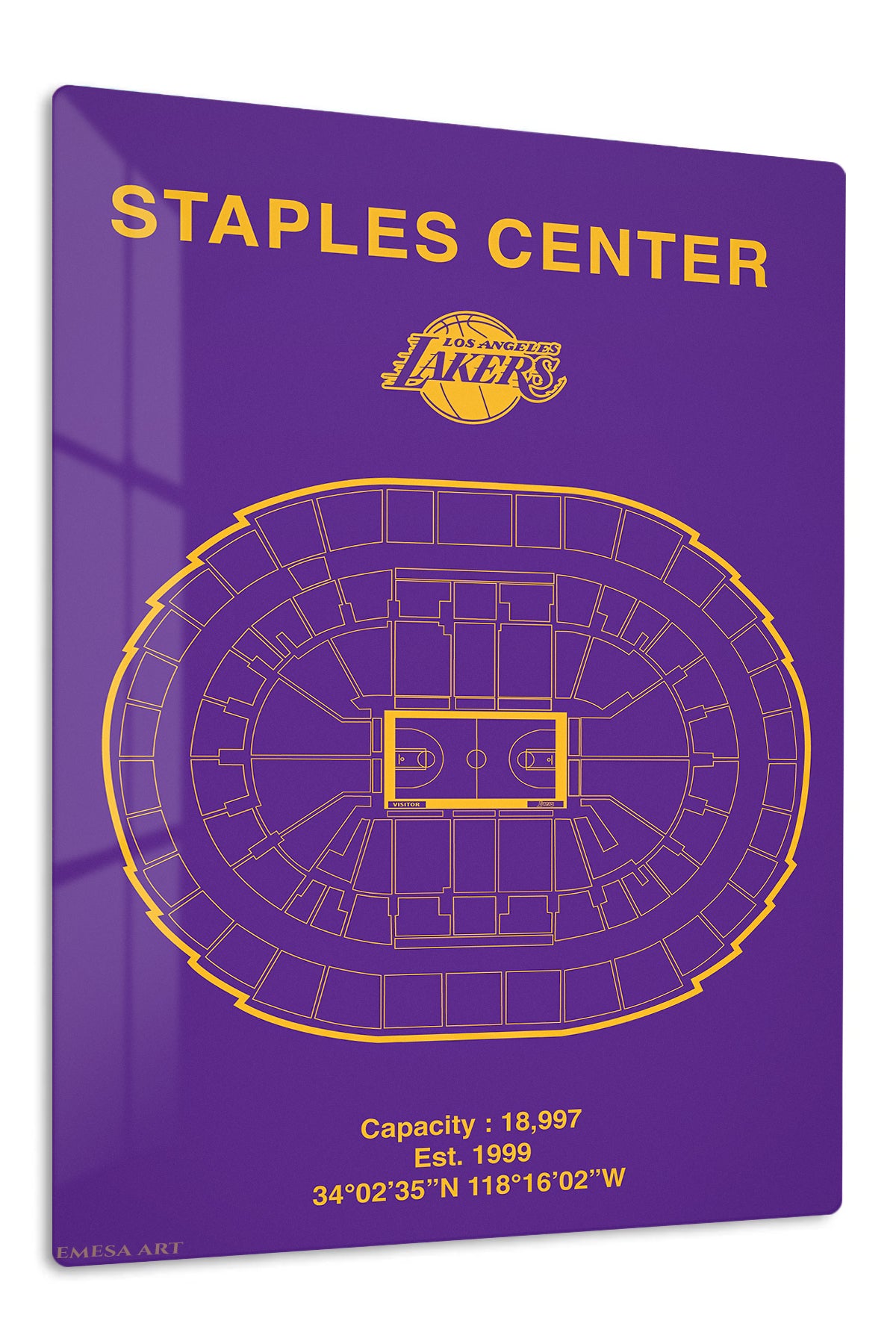 Staples Center Basketball Arena Seating Plan premium metal wall art – front view