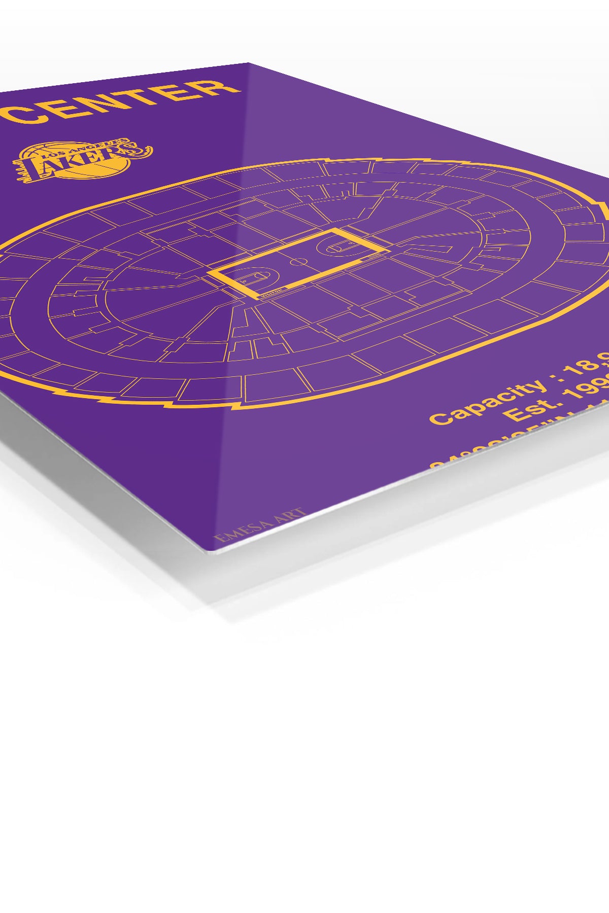 Staples Center Basketball Arena Seating Plan premium metal wall art – angled view