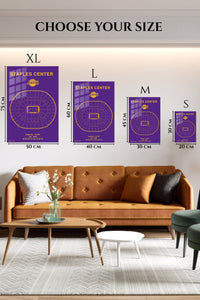 EMESA metal wall art size comparison guide for Staples Center Basketball Arena Seating Plan