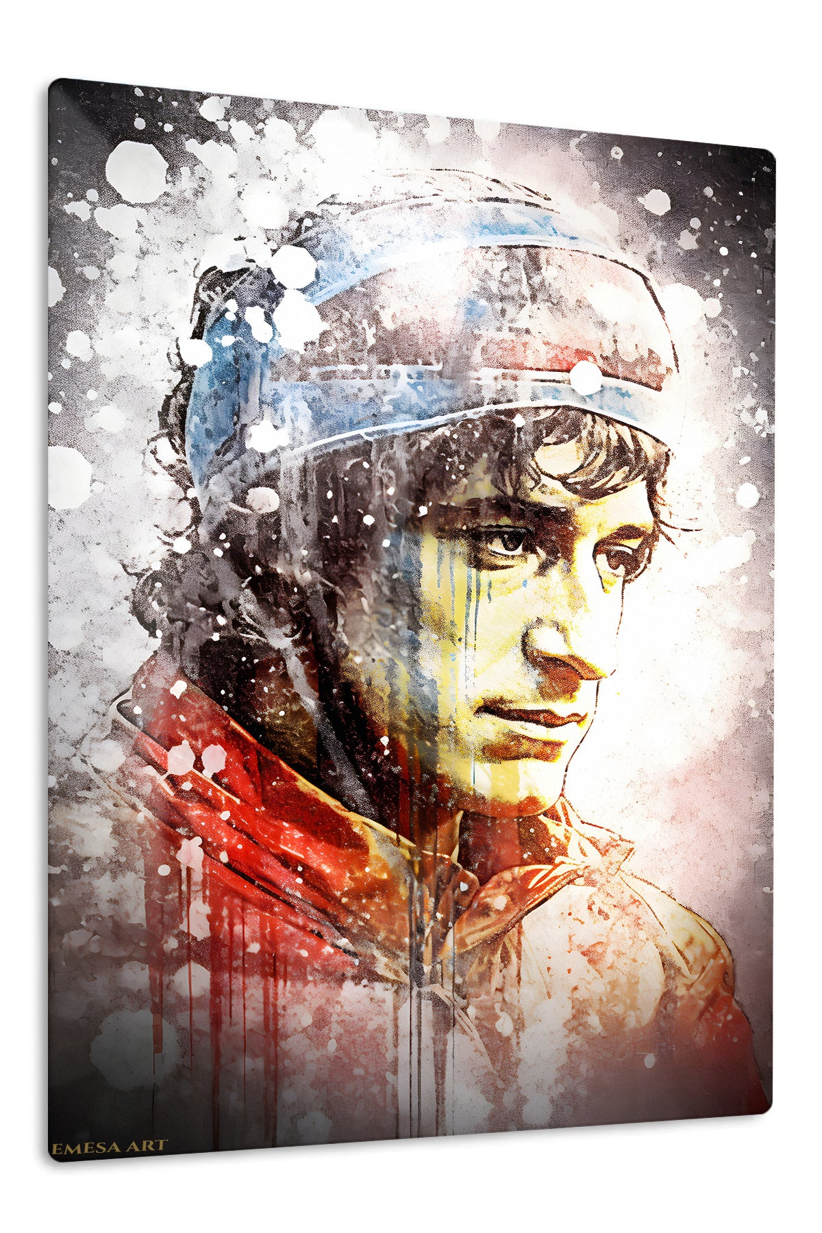 Sailor Portrait in Splattered Ink premium metal wall art – front view