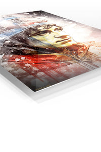 Sailor Portrait in Splattered Ink premium metal wall art – angled view