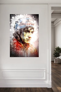 Sailor Portrait in Splattered Ink metal wall art displayed in a contemporary living space