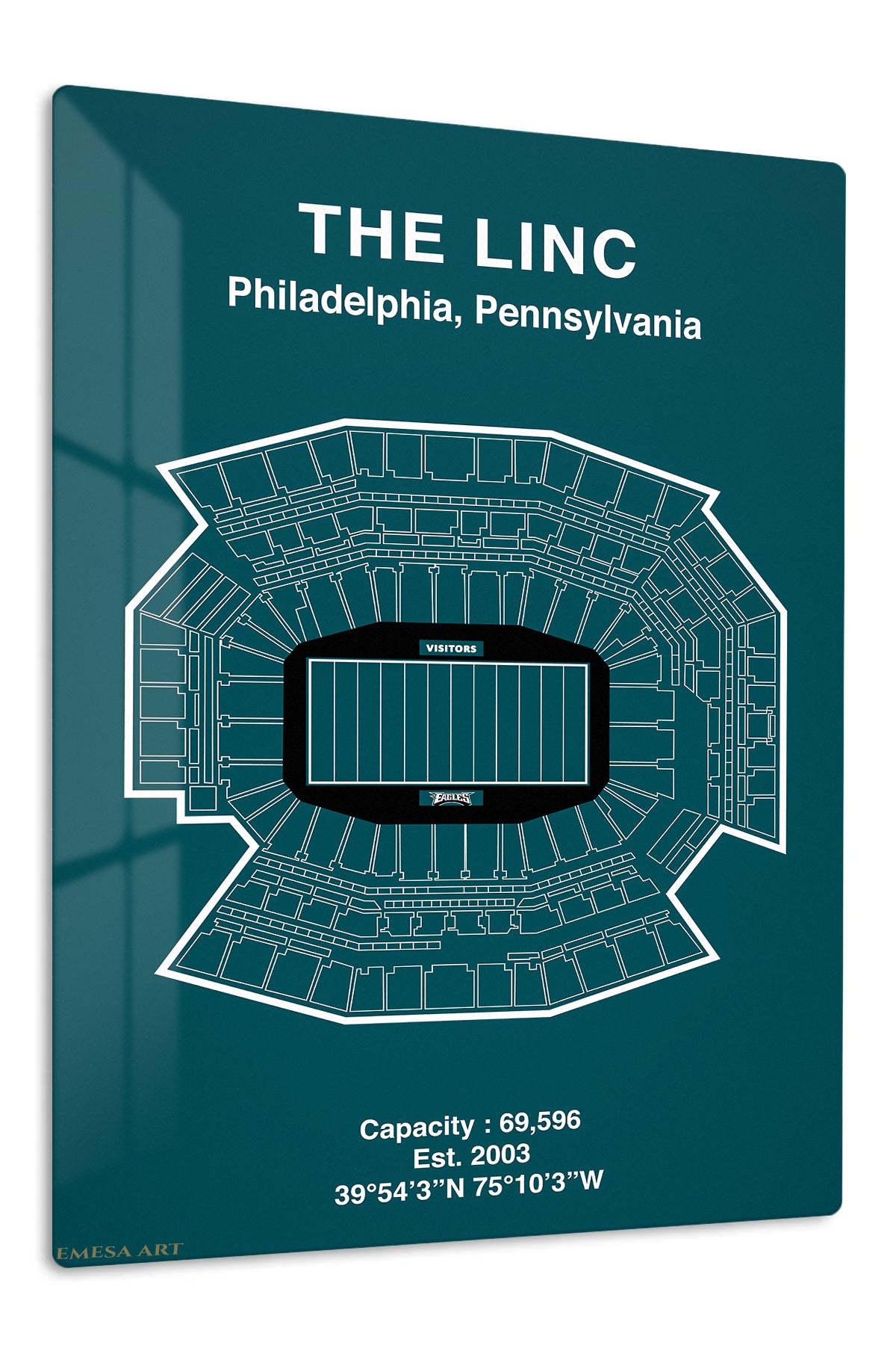 The Linc Philadelphia Stadium Blueprint premium metal wall art – front view