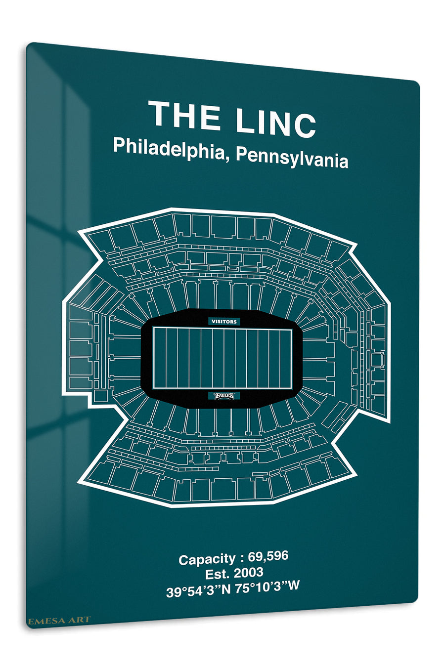 The Linc Philadelphia Stadium Blueprint premium metal wall art – front view