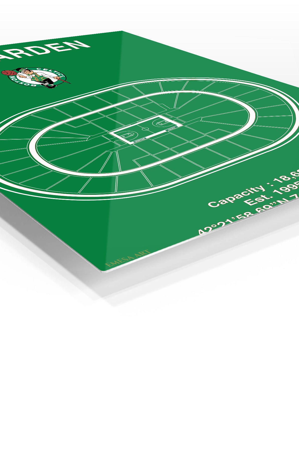 The Garden Basketball Arena Seating Plan premium metal wall art – angled view
