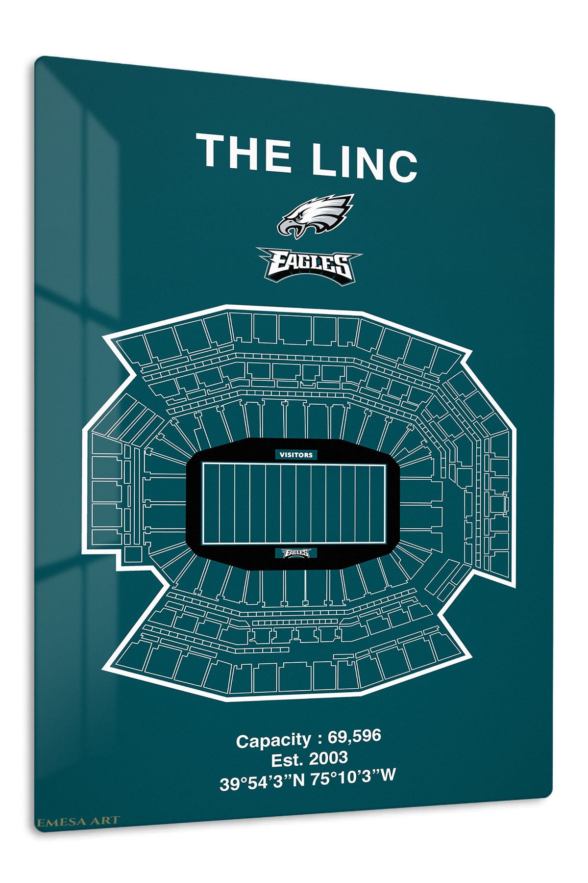 Football Stadium Seating Map premium metal wall art – front view
