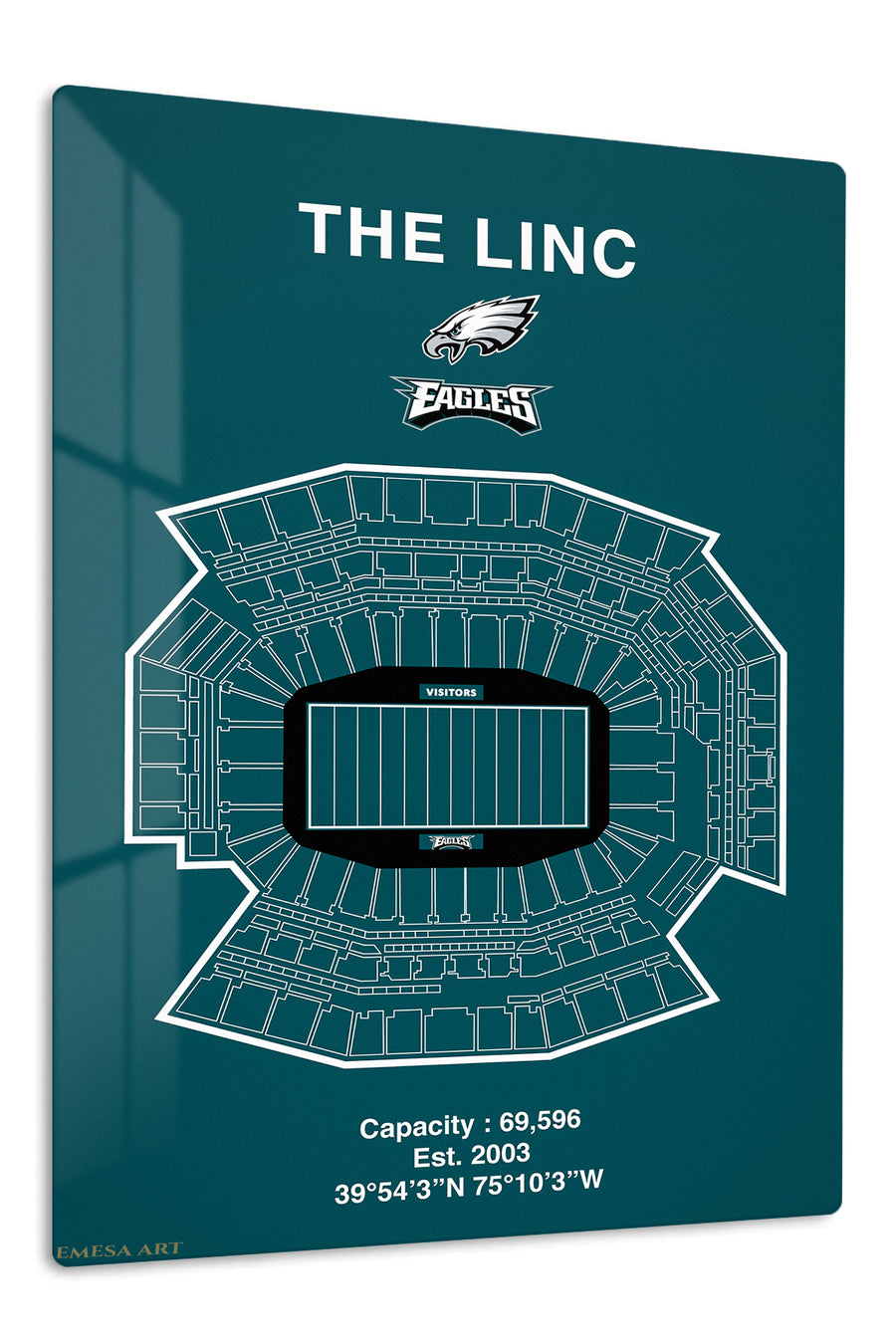 Football Stadium Seating Map premium metal wall art – front view