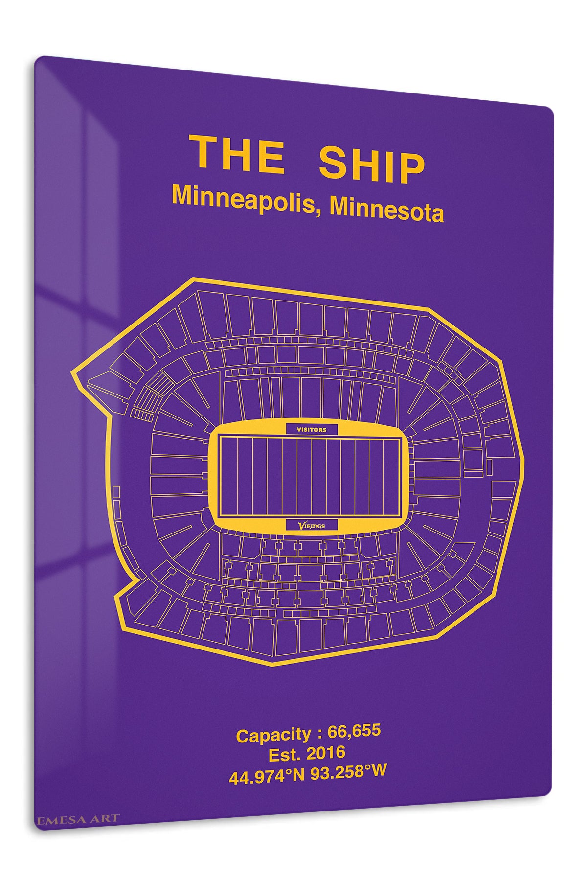 Minneapolis Football Stadium Seating Map premium metal wall art – front view